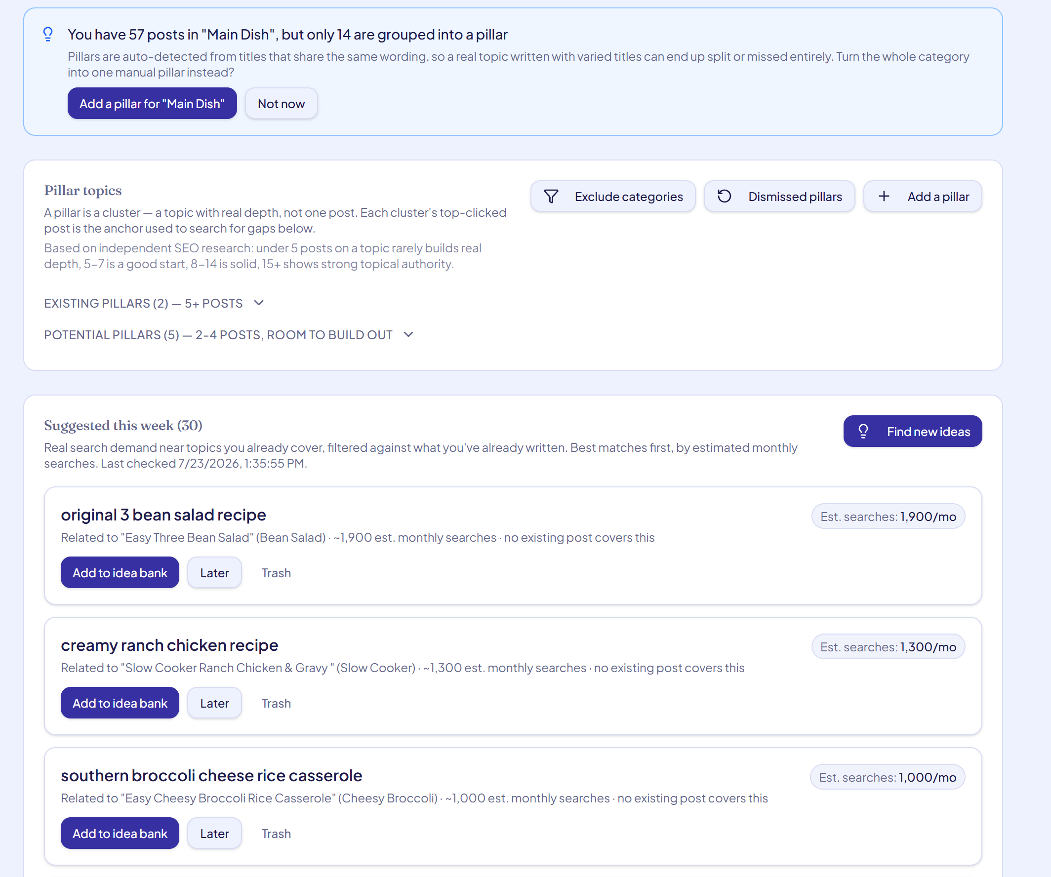 Know your next post before you second-guess it — real plan data inside Site Direction